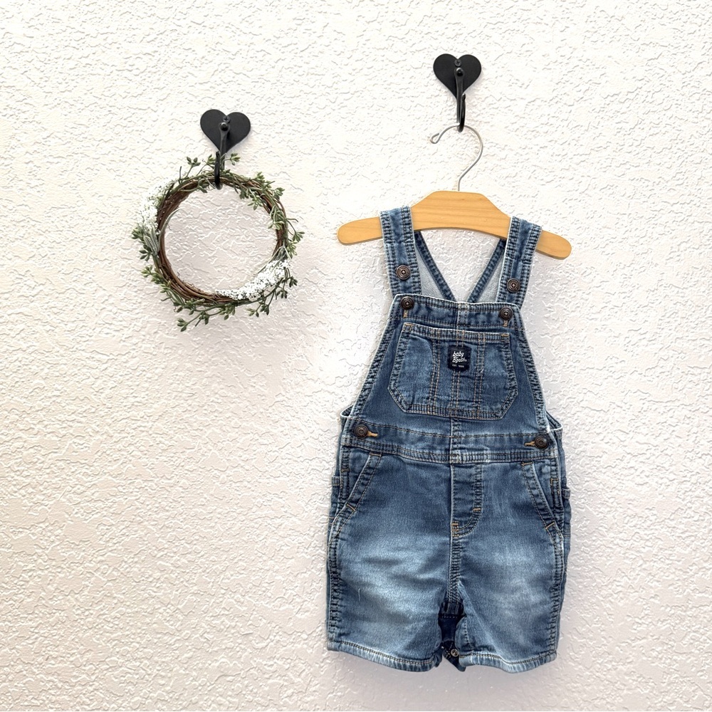 Baby Gosh Denim Overall Shorts | Size 18M | Adjustable Straps